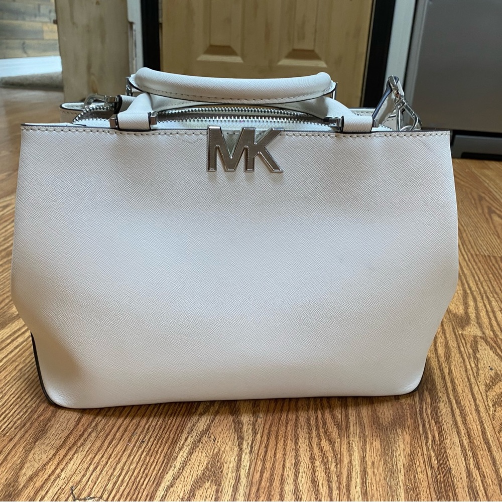 Michael Kors Florence Satchel white leather silver detailing crossbody
